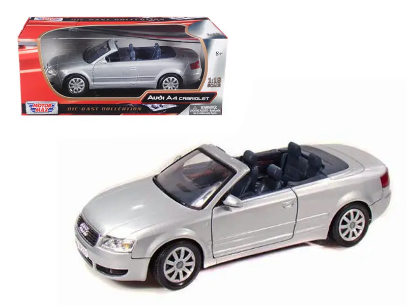 2004 Audi A4 Cabriolet Silver 1/18 Diecast Model Car By Motormax 1