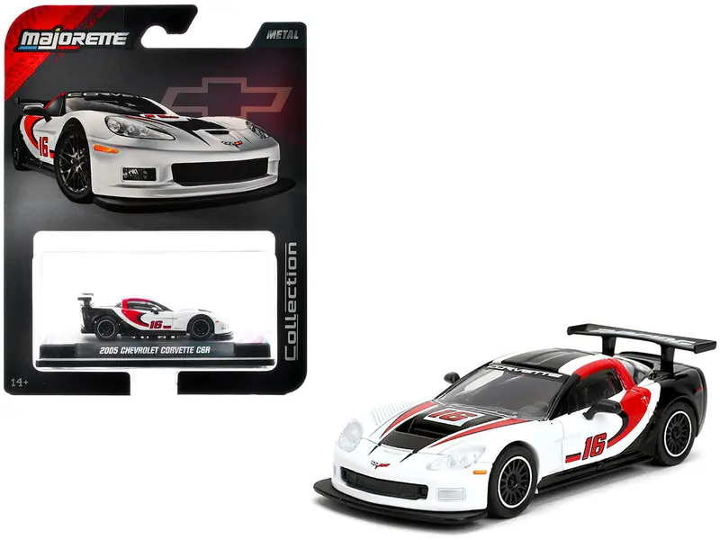 2005 Chevrolet Corvette C6r #16 White With Black And Red Graphics "Collection" Series 1/64 Diecast Model Car By Majorette 1