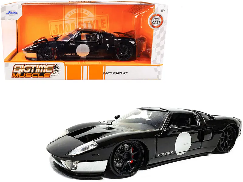 2005 Ford Gt Black And Silver "Bigtime Muscle" Series 1/24 Diecast Model Car By Jada 1