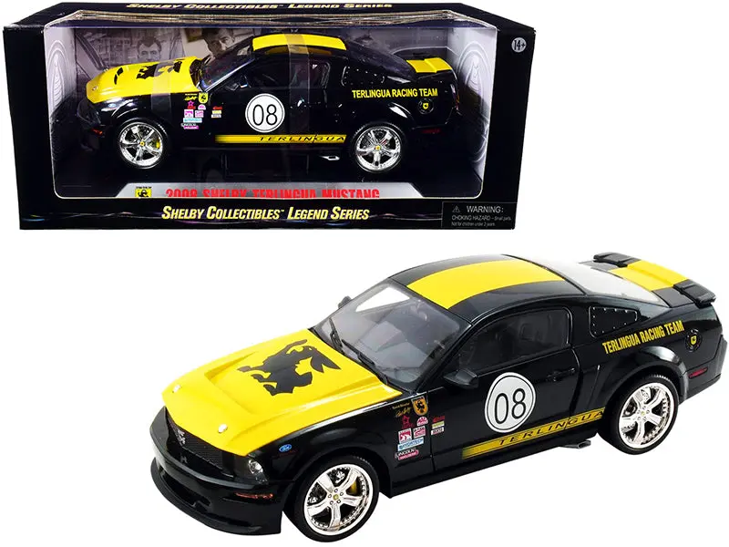 2008 Ford Shelby Mustang #08 "Terlingua" Black And Yellow "Shelby Collectibles Legend" Series 1/18 Diecast Model Car By Shelby Collectibles 1
