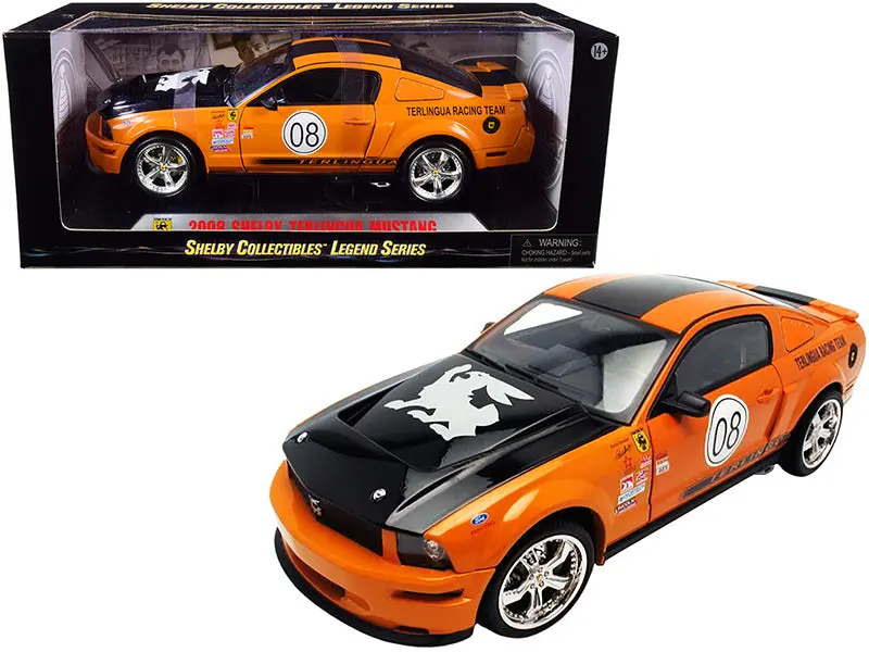 2008 Ford Shelby Mustang #08 "Terlingua" Orange And Black "Shelby Collectibles Legend" Series 1/18 Diecast Model Car By Shelby Collectibles 1