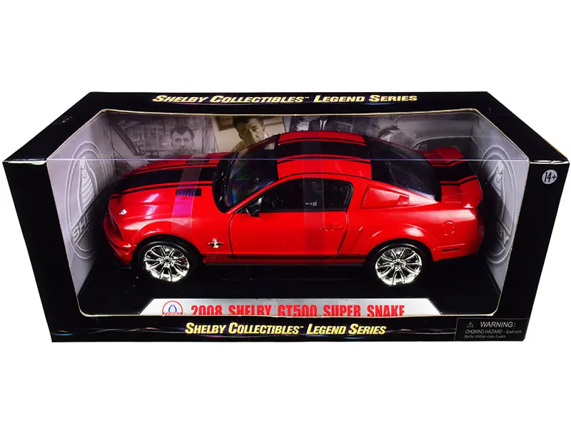 2008 Ford Shelby Mustang Gt500 Super Snake Red With Black Stripes "Shelby Collectibles Legend" Series 1/18 Diecast Model Car By Shelby Collectibles 1