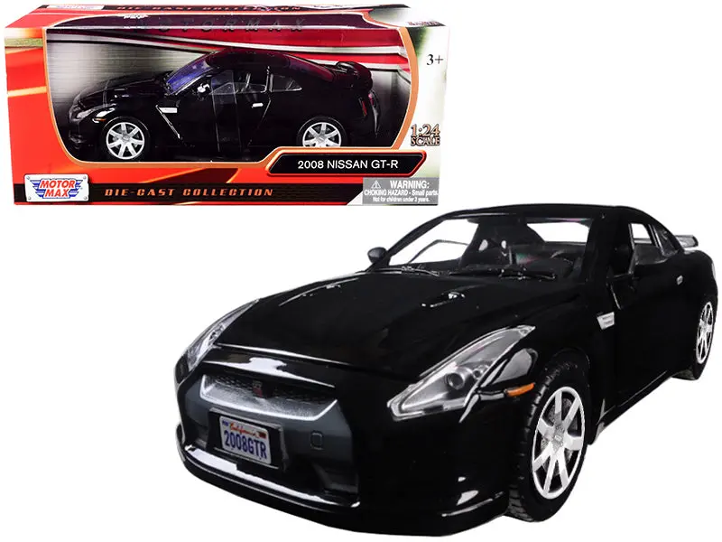 2008 Nissan Gt-R R35 Gloss Black 1/24 Diecast Model Car By Motormax 1