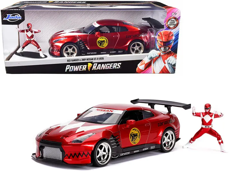 2009 Nissan Gt-R (R35) Candy Red And Red Ranger Diecast Figurine "Power Rangers" 1/24 Diecast Model Car By Jada 1