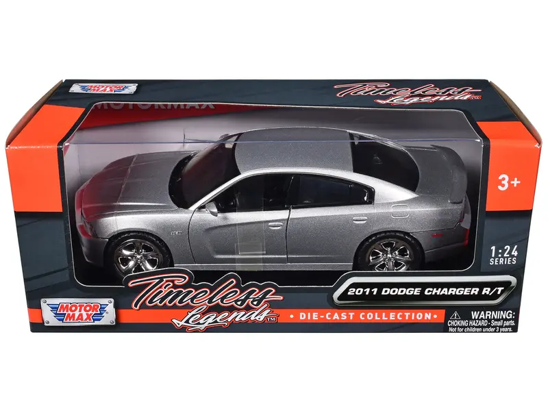 2011 Dodge Charger R/T Hemi Silver 1/24 Diecast Model Car By Motormax 1