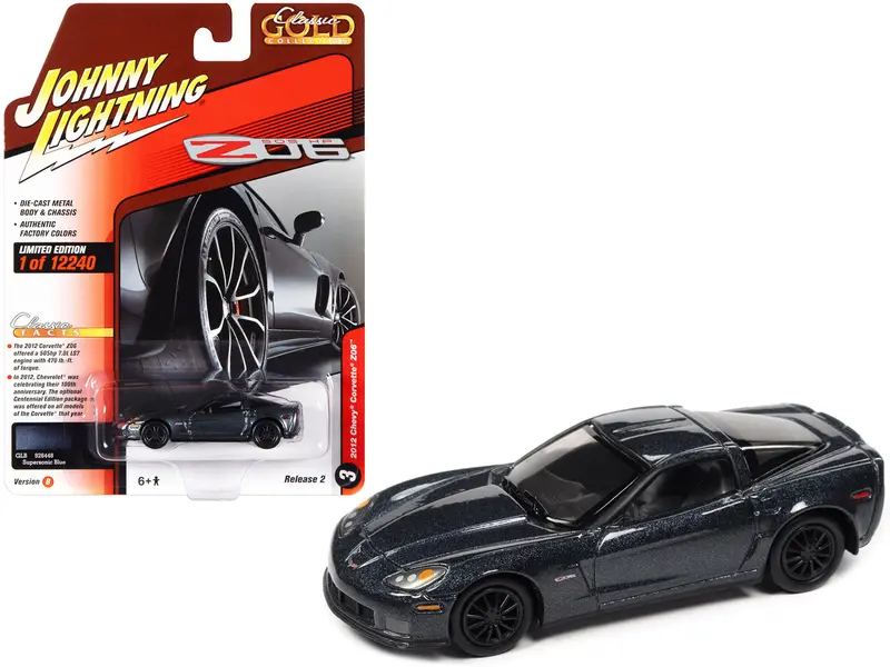 2012 Chevrolet Corvette Z06 Supersonic Blue Metallic "Classic Gold Collection" Series Limited Edition To 12240 Pieces Worldwide 1/64 Diecast Model Car By Johnny Lightning 1