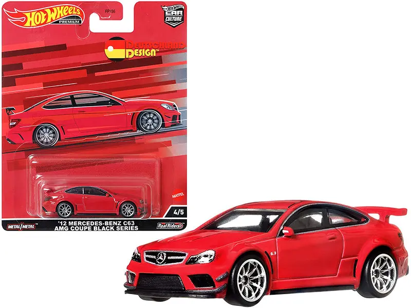 2012 Mercedes Benz C63 Amg Coupe Black Series Red "Deutschland Design" Series Diecast Model Car By Hot Wheels 1