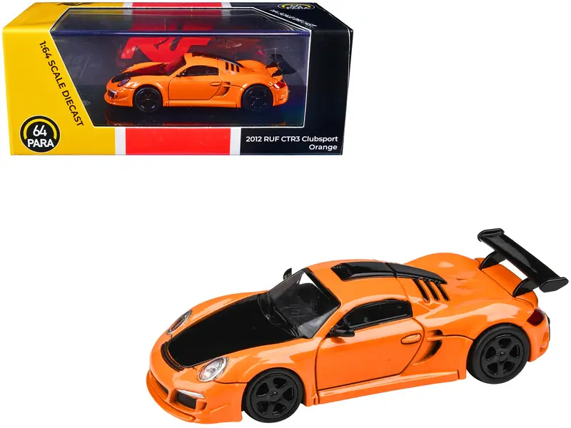 2012 Ruf Ctr3 Clubsport Orange With Black Hood 1/64 Diecast Model Car By Paragon Models 1