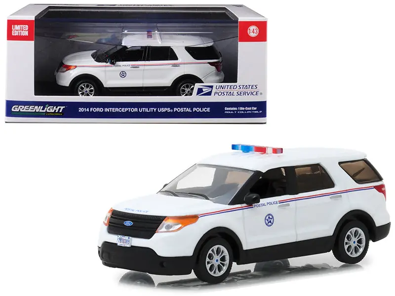 2014 Ford Interceptor Utility Postal Police "United States Postal Service" (Usps) White 1/43 Diecast Model Car By Greenlight 1