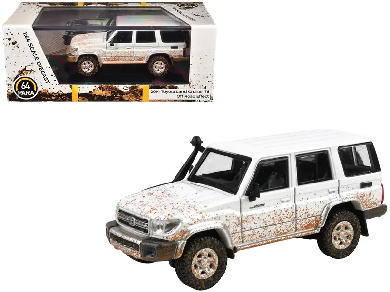 2014 Toyota Land Cruiser 76 White (Dirty Off Road Effect) 1/64 Diecast Model Car By Paragon Models 1