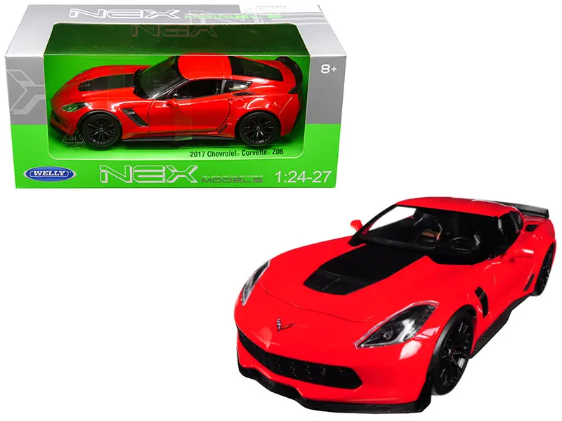 2017 Chevrolet Corvette Z06 Red 1/24-1/27 Diecast Model Car By Welly 1