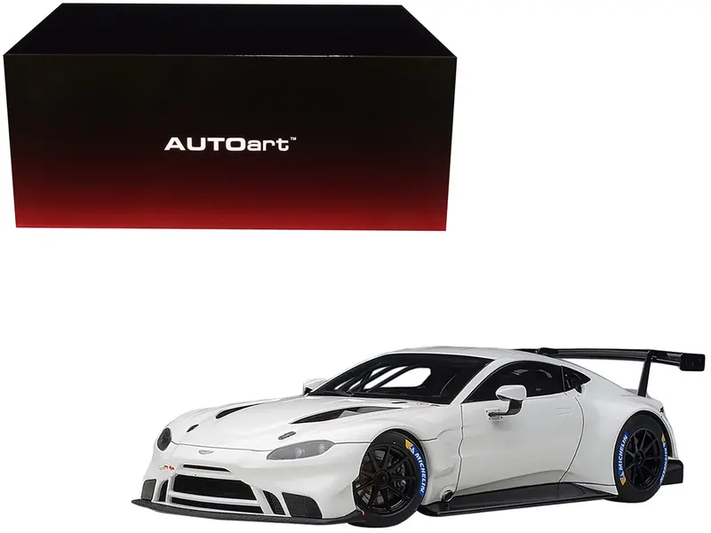 2018 Aston Martin Vantage Gte Le Mans Pro White With Carbon Accents 1/18 Model Car By Autoart 1