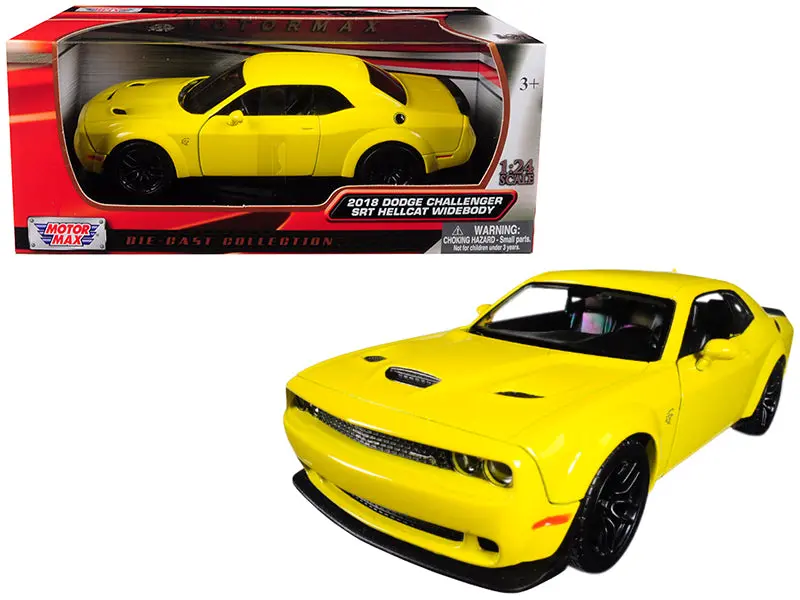 2018 Dodge Challenger Srt Hellcat Widebody Yellow 1/24 Diecast Model Car By Motormax 1