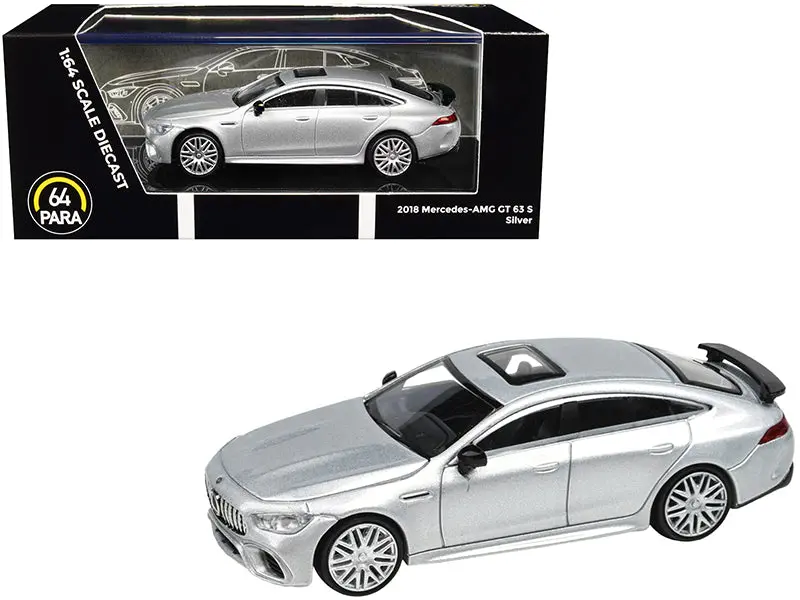 2018 Mercedes-Amg Gt 63 S With Sunroof Silver Metallic 1/64 Diecast Model Car By Paragon Models 1