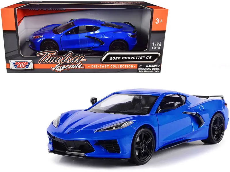 2020 Chevrolet Corvette C8 Stingray Blue Metallic "Timeless Legends" 1/24 Diecast Model Car By Motormax 1