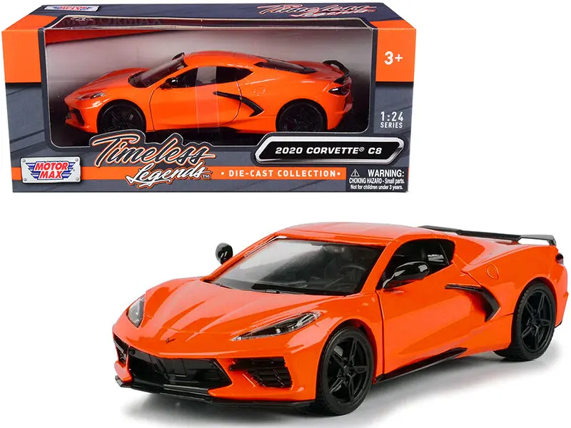 2020 Chevrolet Corvette C8 Stingray Orange "Timeless Legends" 1/24 Diecast Model Car By Motormax 1