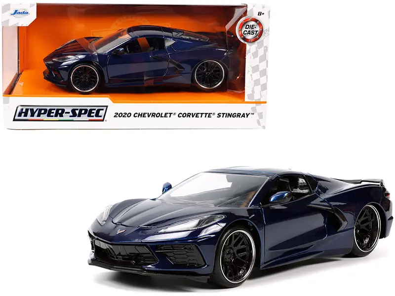 2020 Chevrolet Corvette Stingray C8 Dark Blue Metallic "Hyper-Spec" Series 1/24 Diecast Model Car By Jada 1