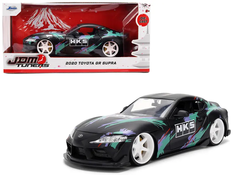 2020 Toyota Gr Supra "Hks" Matt Black With Graphics "Jdm Tuners" Series 1/24 Diecast Model Car By Jada 1