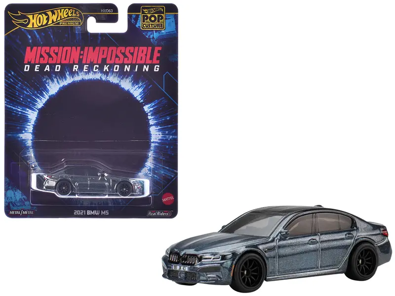 2021 Bmw M5 Gray Metallic With Black Top "Mission: Impossible – Dead Reckoning" (2023) Movie "Pop Culture" Series Diecast Model Car By Hot Wheels 1