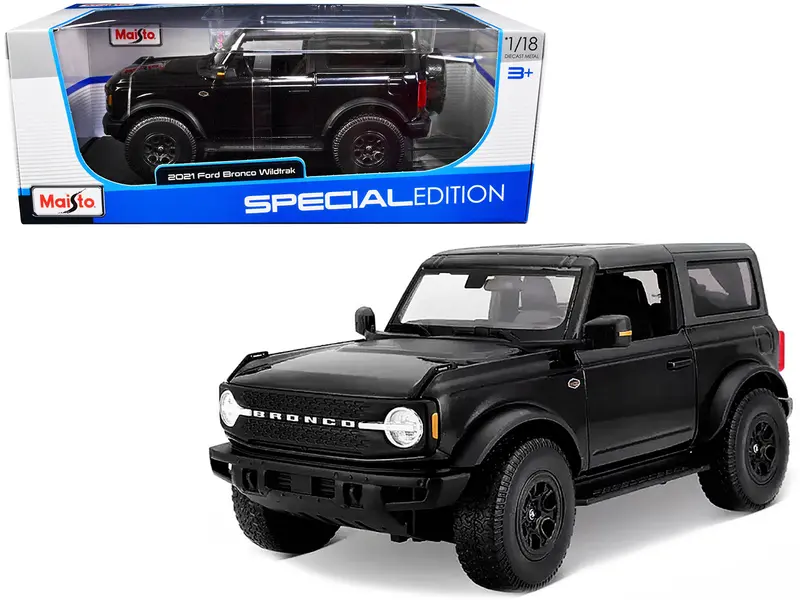 2021 Ford Bronco Wildtrak Black Metallic With Dark Gray Top "Special Edition" 1/18 Diecast Model Car By Maisto 1