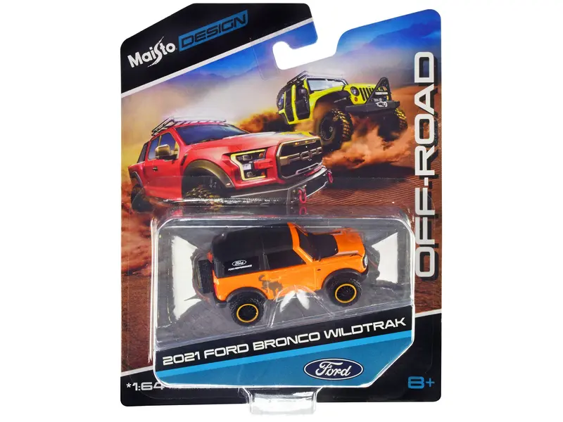 2021 Ford Bronco Wildtrak Orange Metallic With Black Top "Off-Road" "Maisto Design" Series 1/64 Diecast Model Car By Maisto 1