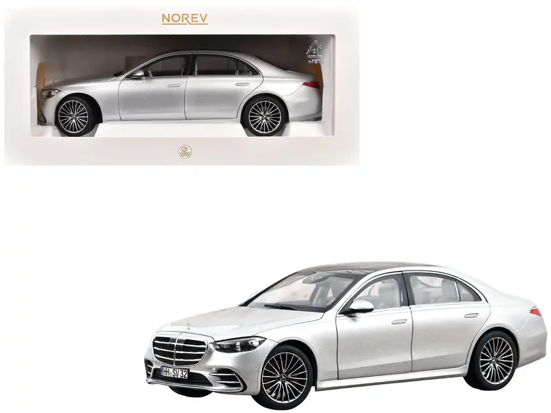2021 Mercedes-Benz S-Class Amg Line Silver Metallic With Sunroof 1/18 Diecast Model Car By Norev 1