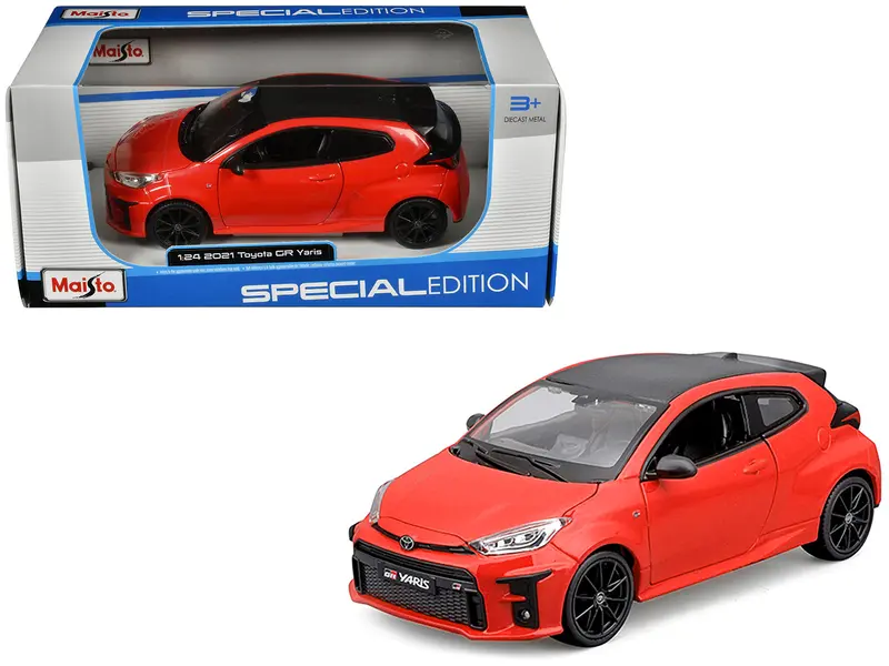 2021 Toyota Gr Yaris Red With Carbon Top "Special Edition" Series 1/24 Diecast Model Car By Maisto 1