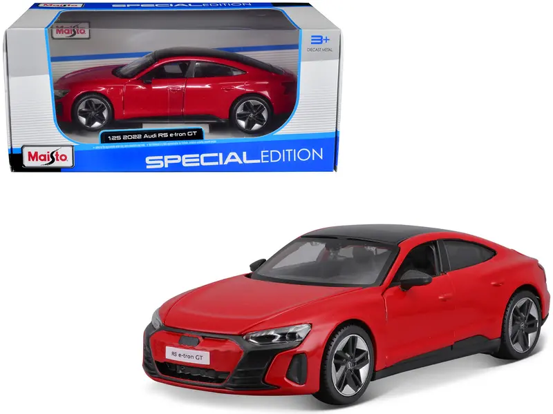 2022 Audi Rs E-Tron Gt Red With Black Top And Sunroof "Special Edition" Series 1/25 Diecast Model Car By Maisto 1