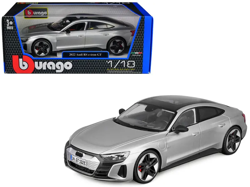 2022 Audi Rs E-Tron Gt Silver Metallic With Sunroof 1/18 Diecast Model Car By Bburago 1