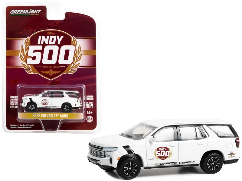 2022 Chevrolet Tahoe White "106Th Running Of The Indianapolis 500 Official Vehicle" (2022) "Anniversary Collection" Series 15 1/64 Diecast Model Car By Greenlight 1