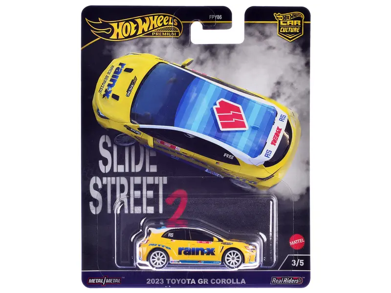 2023 Toyota Gr Corolla "Rain X" Yellow "Slide Street 2" Series Diecast Model Car By Hot Wheels 1