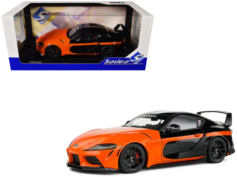 2024 Toyota Gr Supra "Streetfighter" Orange And Black 1/18 Diecast Model Car By Solido 1