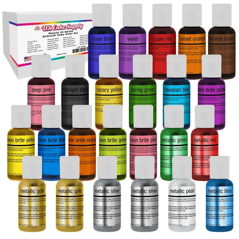 22 Color / 24 Bottle Deluxe Airbrush Cake Color Kit 1