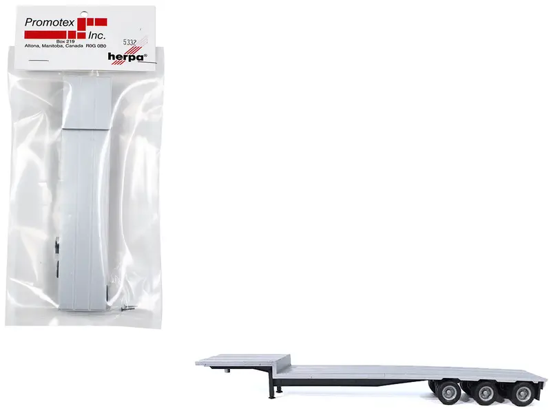 3-Axle Dropdeck Flatbed Trailer Silver Top 1/87 (Ho) Plastic Model By Promotex 1