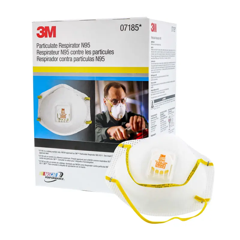 3M 7185/8511 N95 Particulate Respirator Mask, 1 New Box Of 10 Masks 1