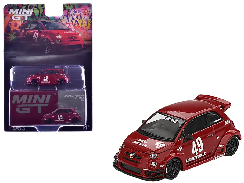 Abarth 595 #49 "Lb-Works X Abas Works" Red Limited Edition 1/64 Diecast Model Car By Mini Gt 1