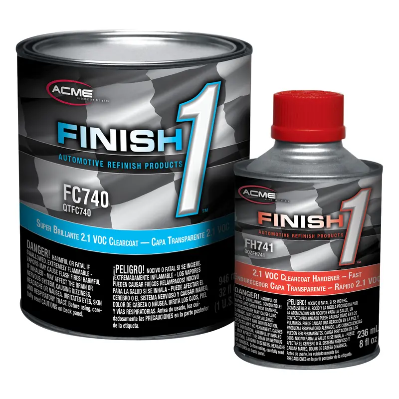 Acme Sherwin-Williams Finish 1 - Super Brillante 2.1 Voc Clearcoat With 2.1 Voc Clearcoat Hardener - Fast - Quart Kit 1