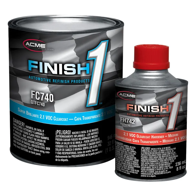 Acme Sherwin-Williams Finish 1 - Super Brillante 2.1 Voc Clearcoat With 2.1 Voc Clearcoat Hardener - Medium - Quart Kit 1