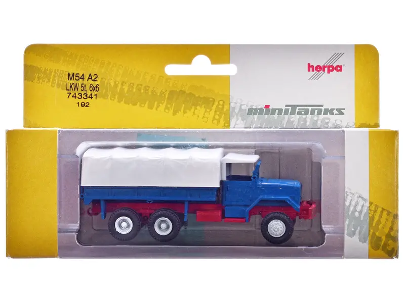Am General M54 6X6 5/10 Ton Truck Blue With White Top 1/87 (Ho) Plastic Model Car By Promotex 1