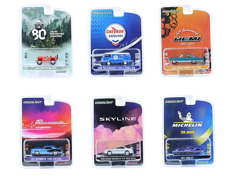 "Anniversary Collection" Set Of 6 Pieces Series 17 1/64 Diecast Model Cars By Greenlight 1