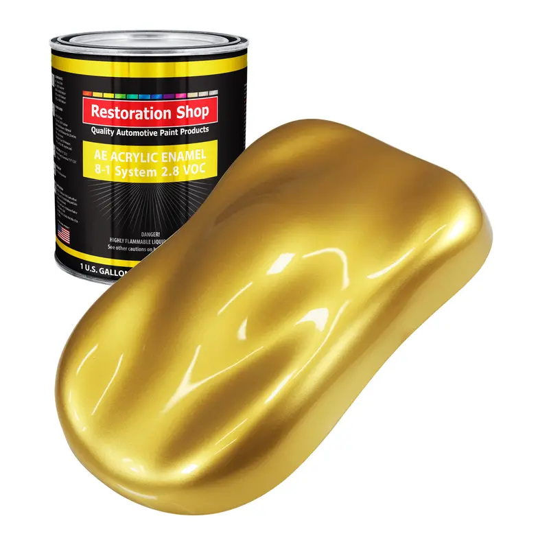 Anniversary Gold Metallic Acrylic Enamel Auto Paint - Gallon Paint Color Only - Professional Single Stage Automotive Car Equipment Coating, 2.8 Voc 1