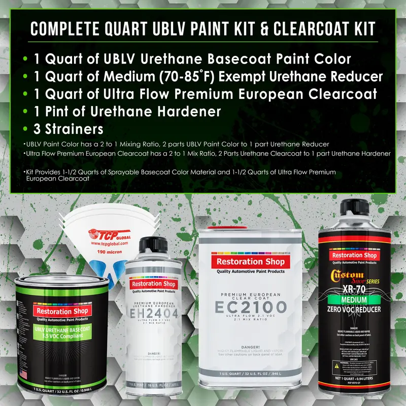 Anthracite Gray Metallic - Low Voc Urethane Basecoat With European Clearcoat Auto Paint - Complete Quart Paint Color Kit - Automotive Coating 2