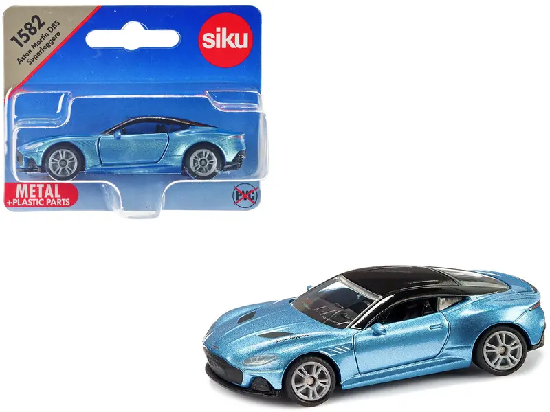 Aston Martin Dbs Superleggera Blue Metallic With Black Top Diecast Model Car By Siku 1
