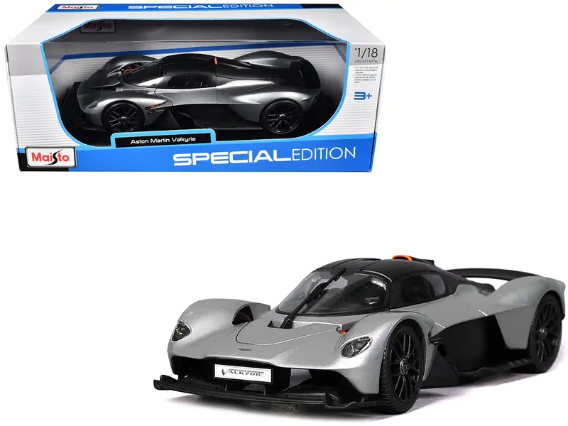Aston Martin Valkyrie Silver Metallic With Matt Black Top "Special Edition" Series 1/18 Diecast Model Car By Maisto 1