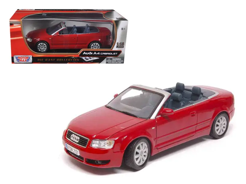 Audi A4 Red Convertible 1/18 Diecast Model Car By Motormax 1