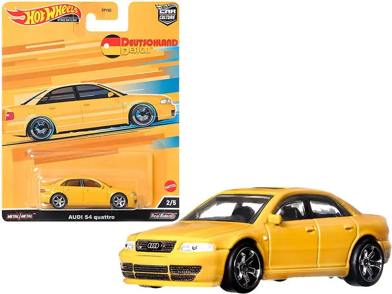 Audi S4 Quattro With Sunroof Yellow "Deutschland Design" Series Diecast Model Car By Hot Wheels 1