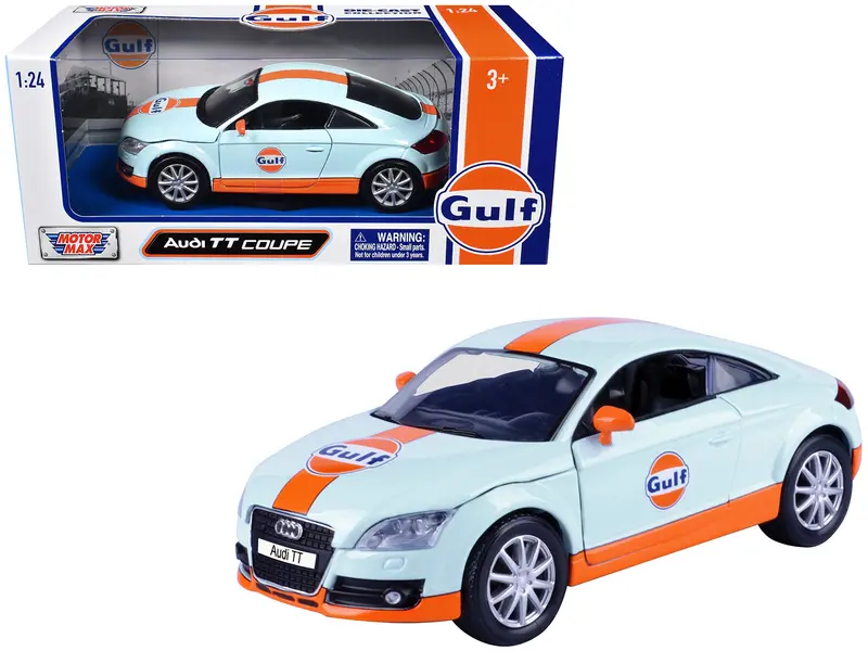 Audi Tt Coupe "Gulf Oil" Light Blue With Orange Stripes "Gulf Die-Cast Collection" 1/24 Diecast Model Car By Motormax 1