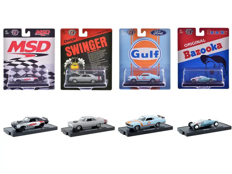 "Auto-Drivers" Set Of 4 Pieces In Blister Packs Release 131 Limited Edition To 7500 Pieces Worldwide 1/64 Diecast Model Cars By M2 Machines 1