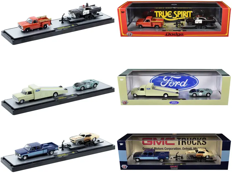 Auto Haulers Set Of 3 Trucks Release 89 Limited Edition To 8000 Pieces Worldwide 1/64 Diecast Models By M2 Machines 1