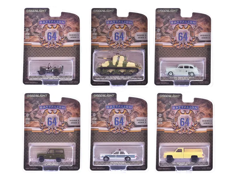 "Battalion 64" Series 5 Set Of 6 Pieces 1/64 Diecast Models By Greenlight 1